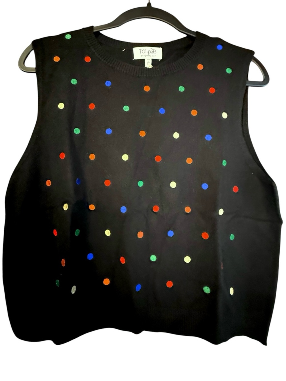 TolipB Black Multicolor Polka Dot Sleeveless Sweater Vest